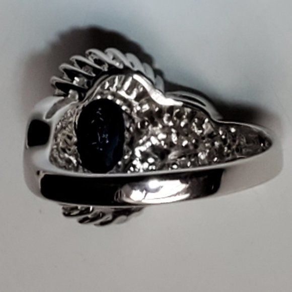 Beautiful design 14K white gold diamond & sapphire ring - Picture 12 of 12